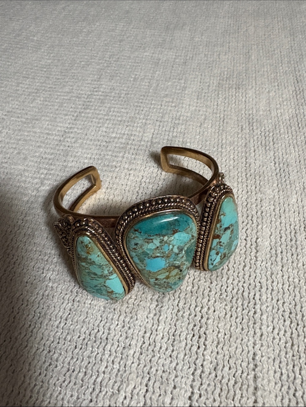 Studio Barse Turquoise and Gold Stone Cuff Bracelet